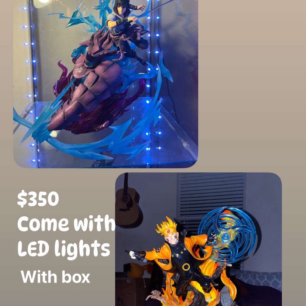 Dynamic Blue and Orange LED Anime Figurines